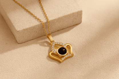 Custom Hidden Photo Projection Embellished Imperial Crown Necklace - Hidden Forever
