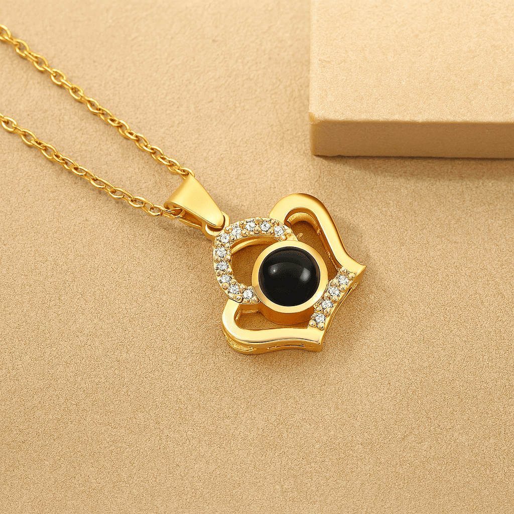 Custom Hidden Photo Projection Embellished Imperial Crown Necklace - Hidden Forever