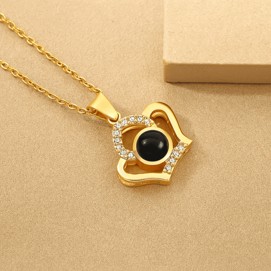 Custom Hidden Photo Projection Embellished Imperial Crown Necklace - Hidden Forever