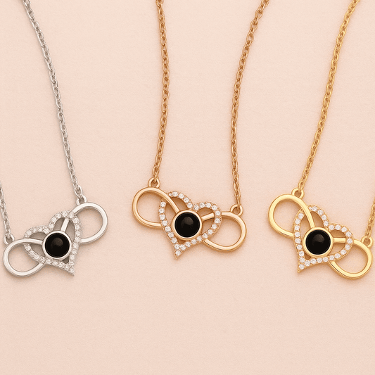 Custom Hidden Photo Projection Infinity Heart Necklace - Hidden Forever