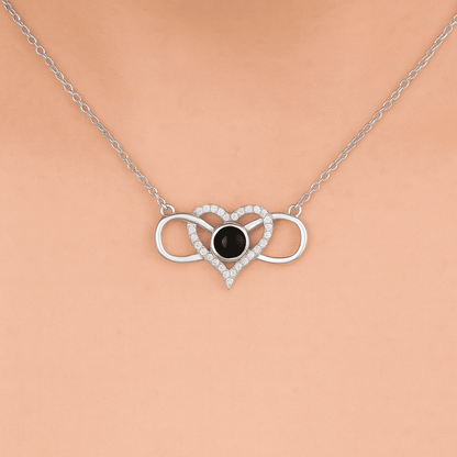 Custom Hidden Photo Projection Infinity Heart Necklace - Hidden Forever