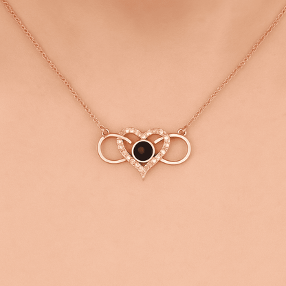 Custom Hidden Photo Projection Infinity Heart Necklace - Hidden Forever