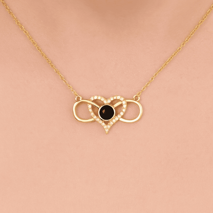 Custom Hidden Photo Projection Infinity Heart Necklace - Hidden Forever