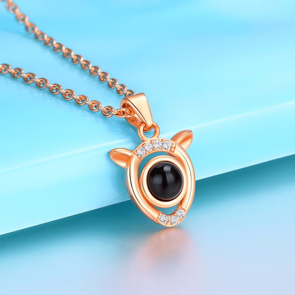 Custom Hidden Photo Projection Mini Fawn Diamond Necklace - Hidden Forever