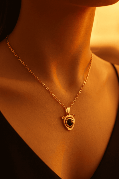 Custom Hidden Photo Projection Mini Fawn Diamond Necklace - Hidden Forever