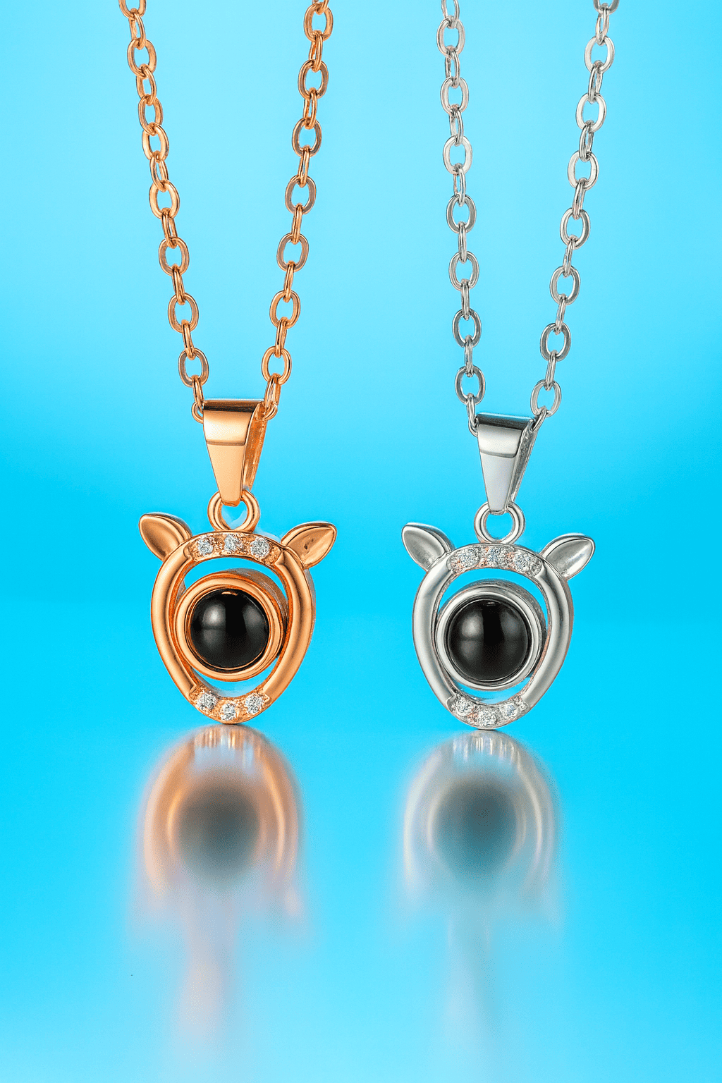 Custom Hidden Photo Projection Mini Fawn Diamond Necklace - Hidden Forever