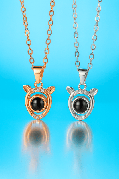 Custom Hidden Photo Projection Mini Fawn Diamond Necklace - Hidden Forever
