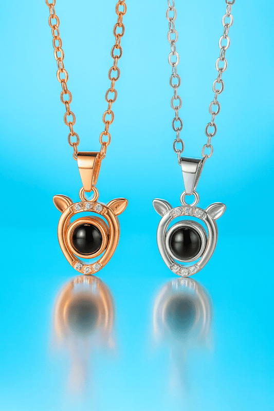 Custom Hidden Photo Projection Mini Fawn Diamond Necklace - Hidden Forever