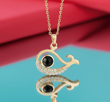 Custom Hidden Photo Projection Mini Whale Necklace - Hidden Forever