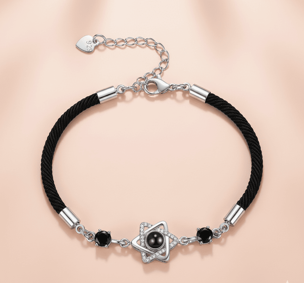 Custom Hidden Photo Projection Rope Hexagram Star Bracelet - Hidden Forever