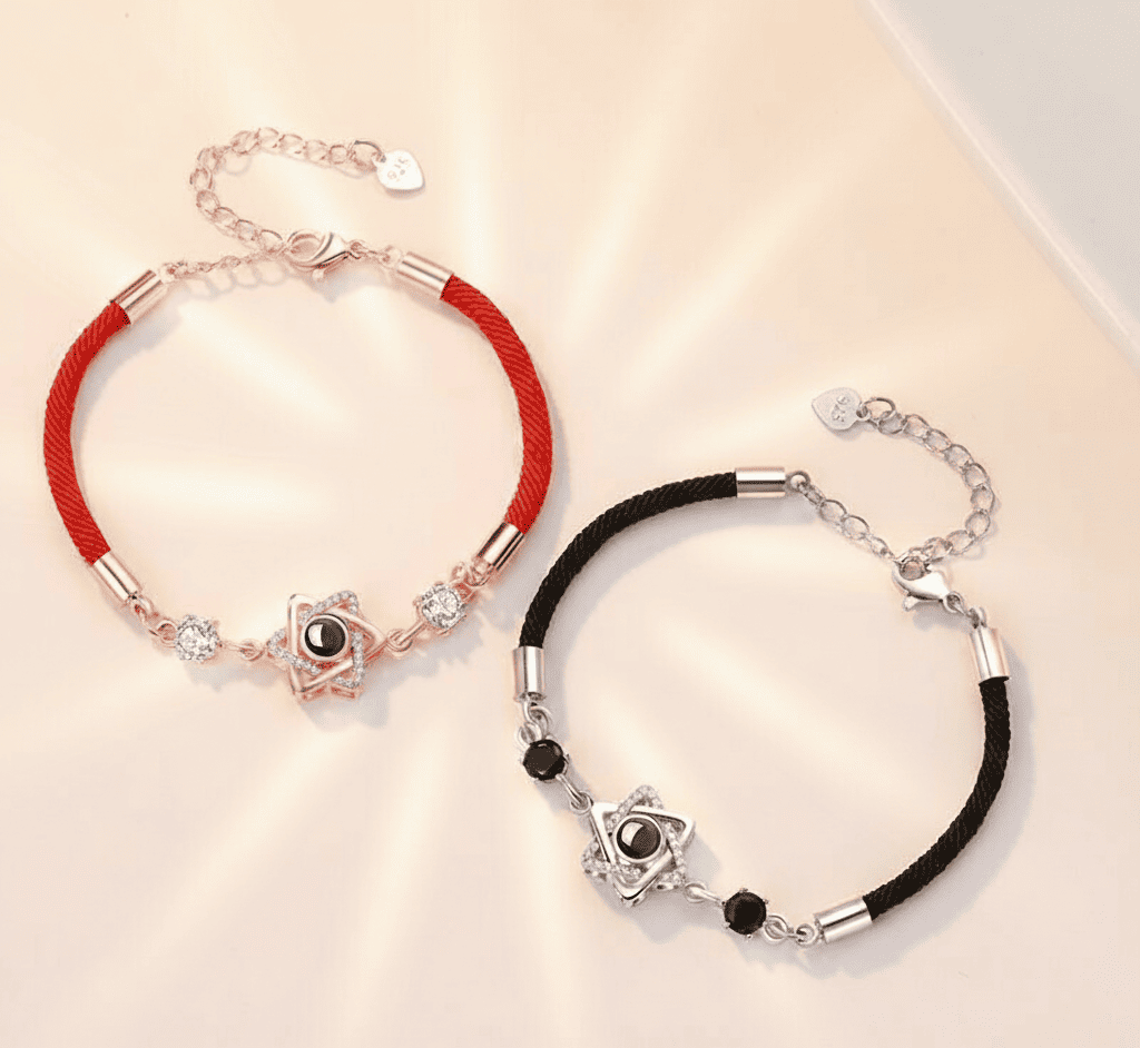 Custom Hidden Photo Projection Rope Hexagram Star Bracelet - Hidden Forever