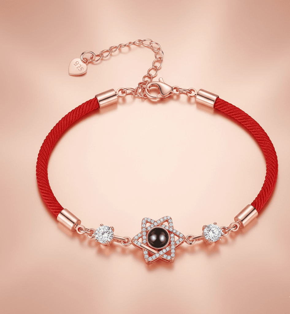 Custom Hidden Photo Projection Rope Hexagram Star Bracelet - Hidden Forever