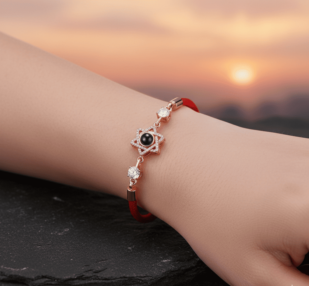 Custom Hidden Photo Projection Rope Hexagram Star Bracelet - Hidden Forever