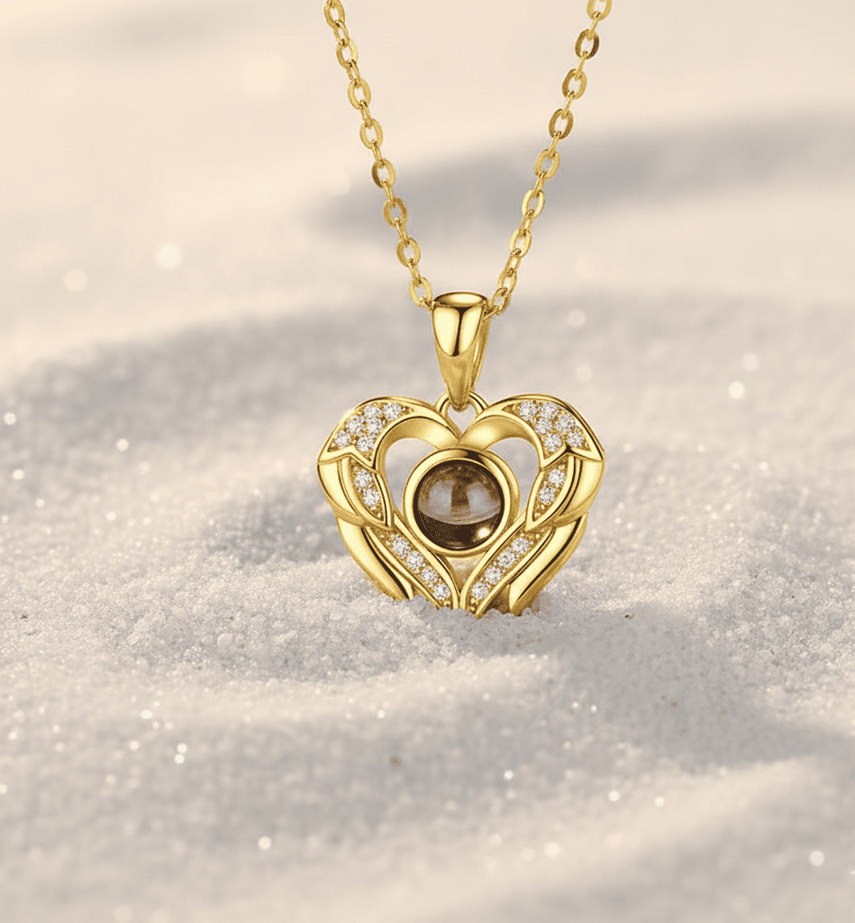 Custom Hidden Photo Projection Royal Heart Necklace - Hidden Forever