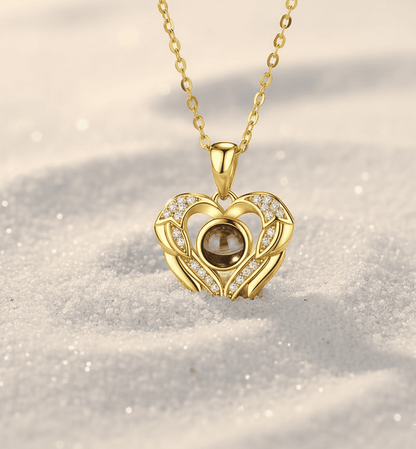 Custom Hidden Photo Projection Royal Heart Necklace - Hidden Forever