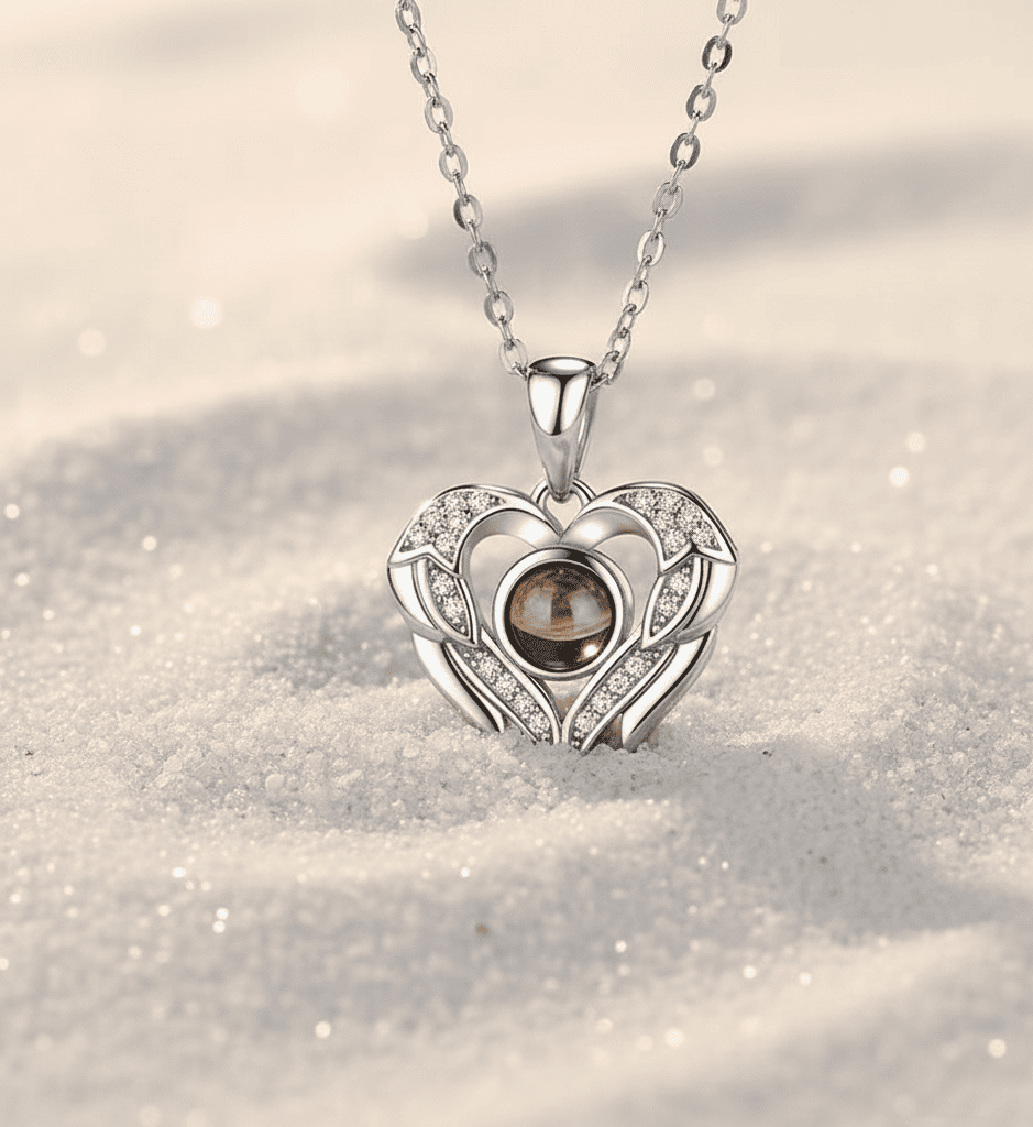 Custom Hidden Photo Projection Royal Heart Necklace - Hidden Forever