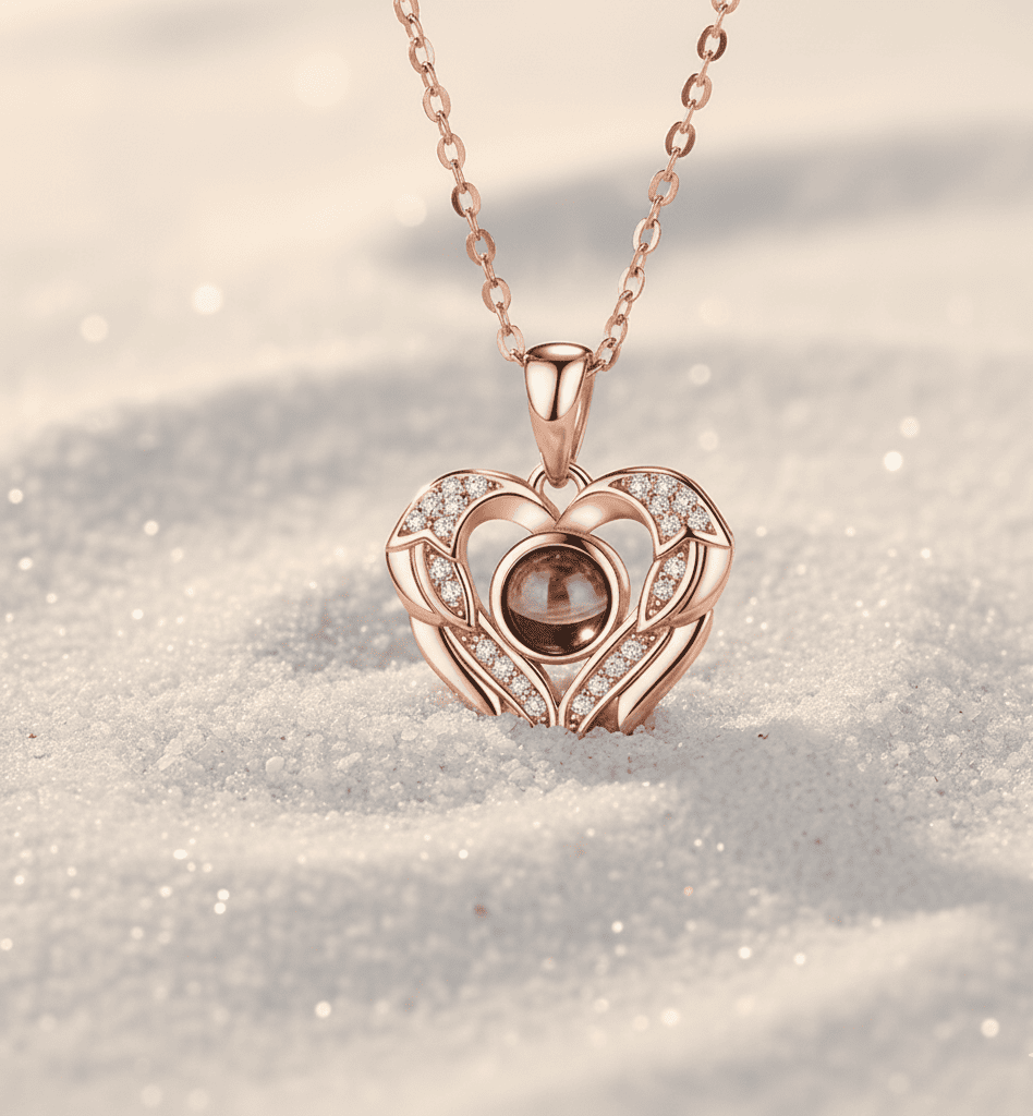 Custom Hidden Photo Projection Royal Heart Necklace - Hidden Forever