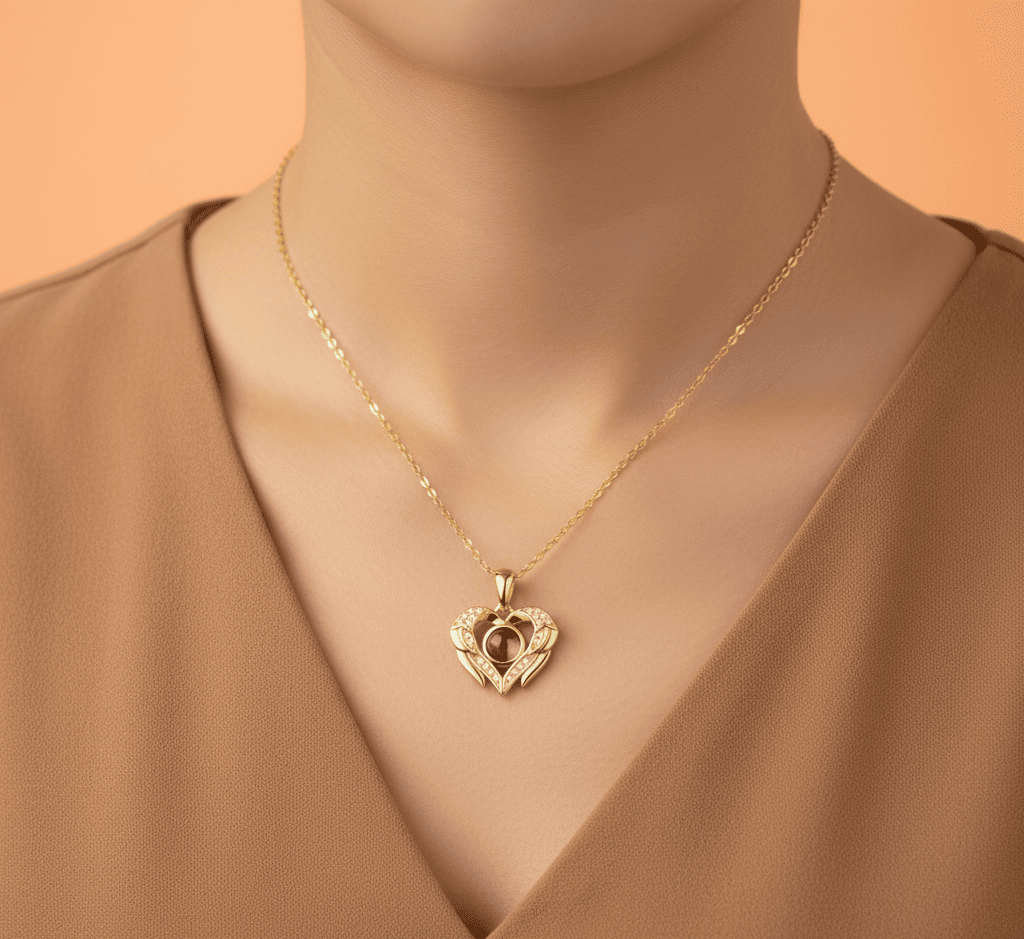 Custom Hidden Photo Projection Royal Heart Necklace - Hidden Forever