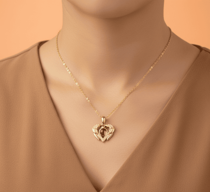 Custom Hidden Photo Projection Royal Heart Necklace - Hidden Forever