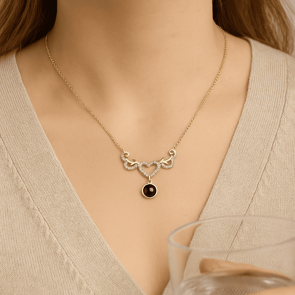 Custom Hidden Photo Projection Winged Heart Necklace - Hidden Forever