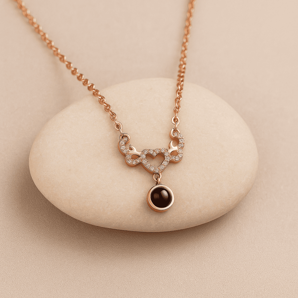 Custom Hidden Photo Projection Winged Heart Necklace - Hidden Forever