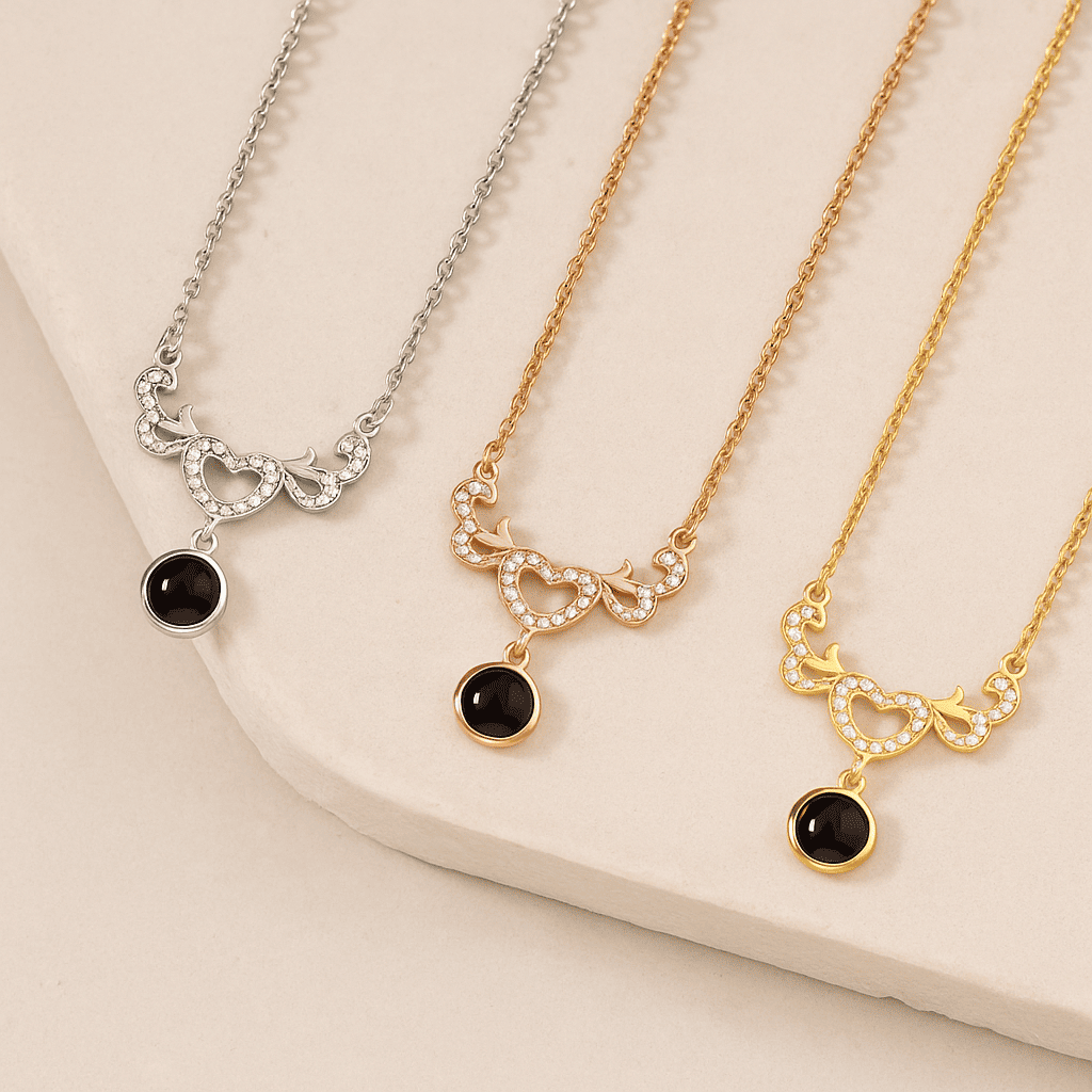 Custom Hidden Photo Projection Winged Heart Necklace - Hidden Forever