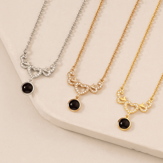 Custom Hidden Photo Projection Winged Heart Necklace - Hidden Forever