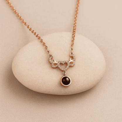 Custom Hidden Photo Projection Winged Heart Necklace - Hidden Forever