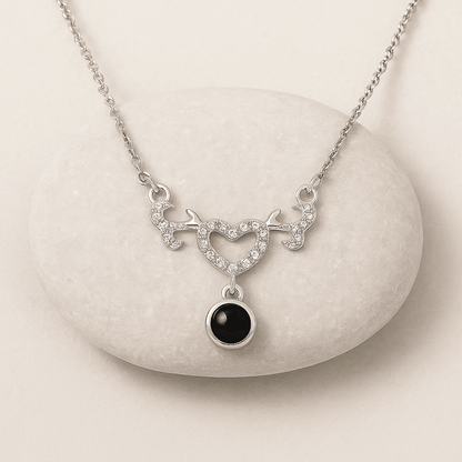 Custom Hidden Photo Projection Winged Heart Necklace - Hidden Forever