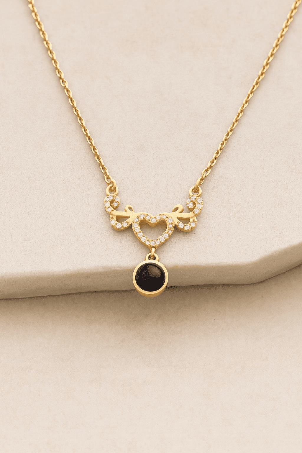 Custom Hidden Photo Projection Winged Heart Necklace - Hidden Forever