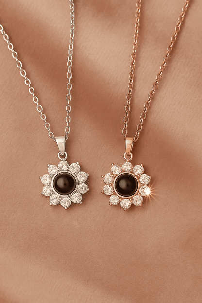 Custom Hidden Photo Sunflower Necklace - Hidden Forever