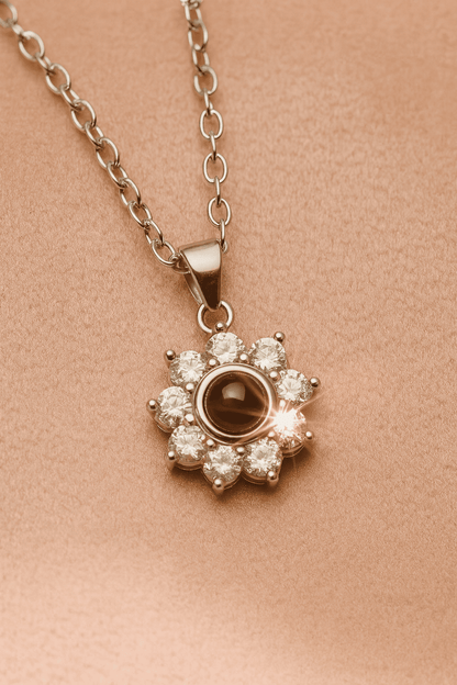 Custom Hidden Photo Sunflower Necklace - Hidden Forever