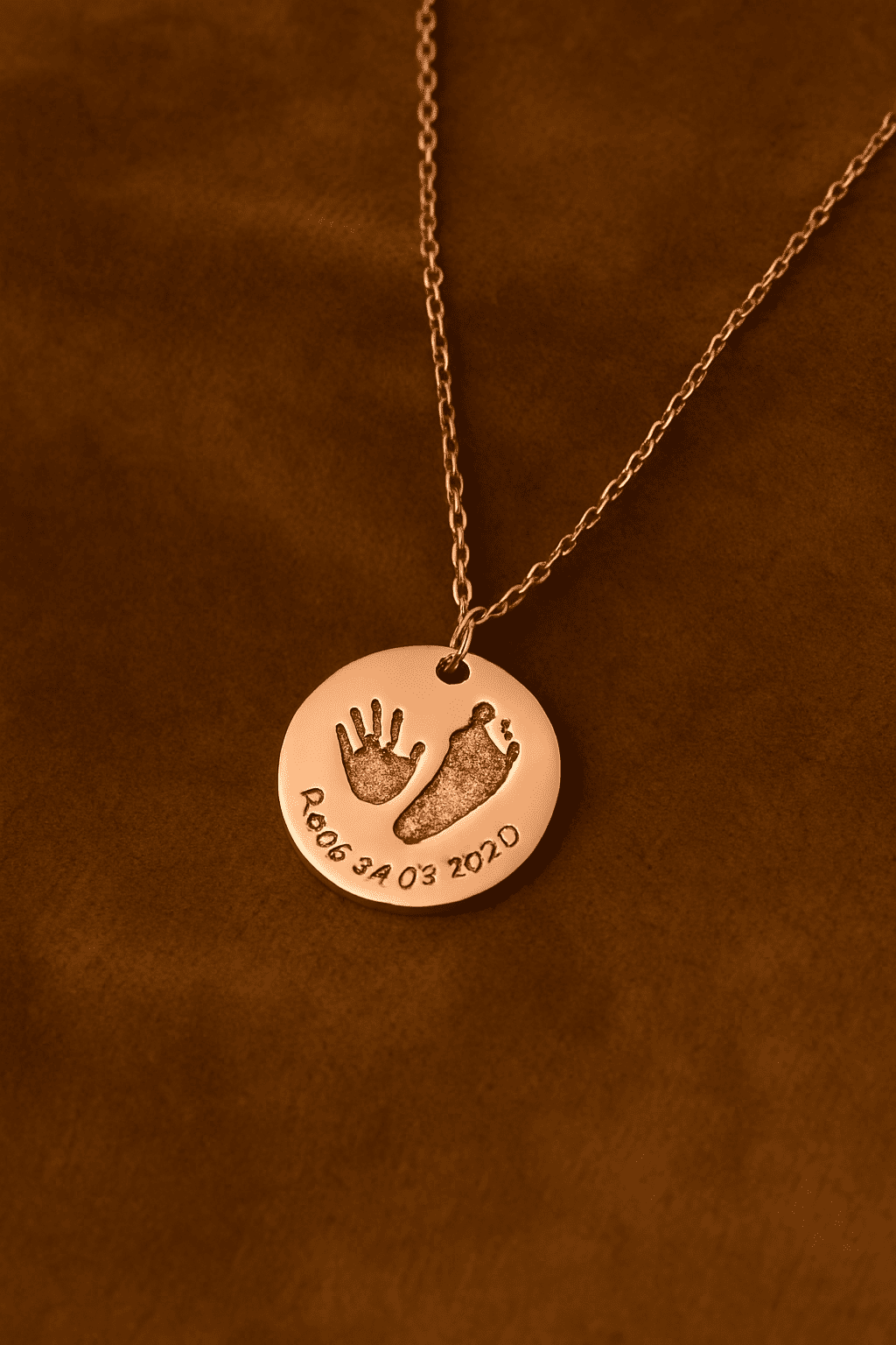 Custom Infant's Handprint/Footprint, Name and Date Necklace - Hidden Forever