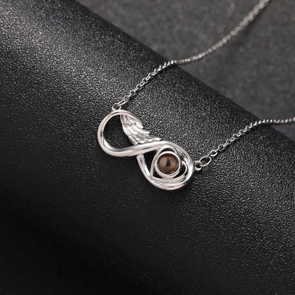 Custom Infinity Wing Heart Hidden Photo Necklace - Hidden Forever