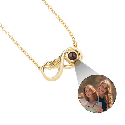 Custom Infinity Wing Heart Hidden Photo Necklace - Hidden Forever