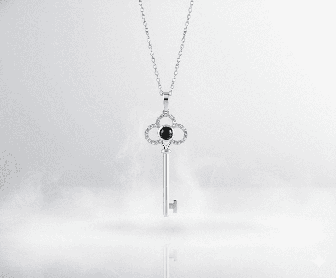 Custom Key Zircon Hidden Photo Necklace - Hidden Forever