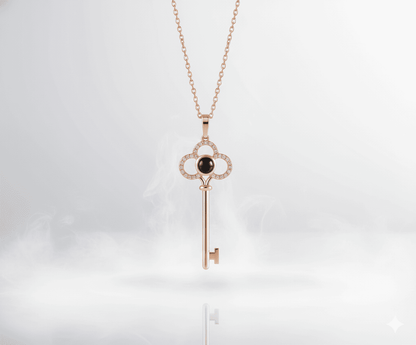 Custom Key Zircon Hidden Photo Necklace - Hidden Forever