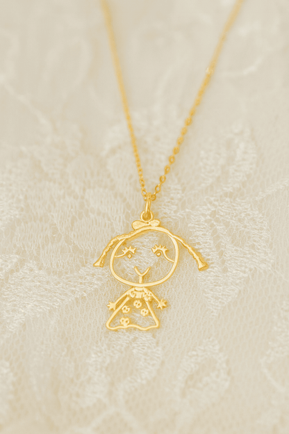 Custom Kids Hand Drawing Necklace - Hidden Forever