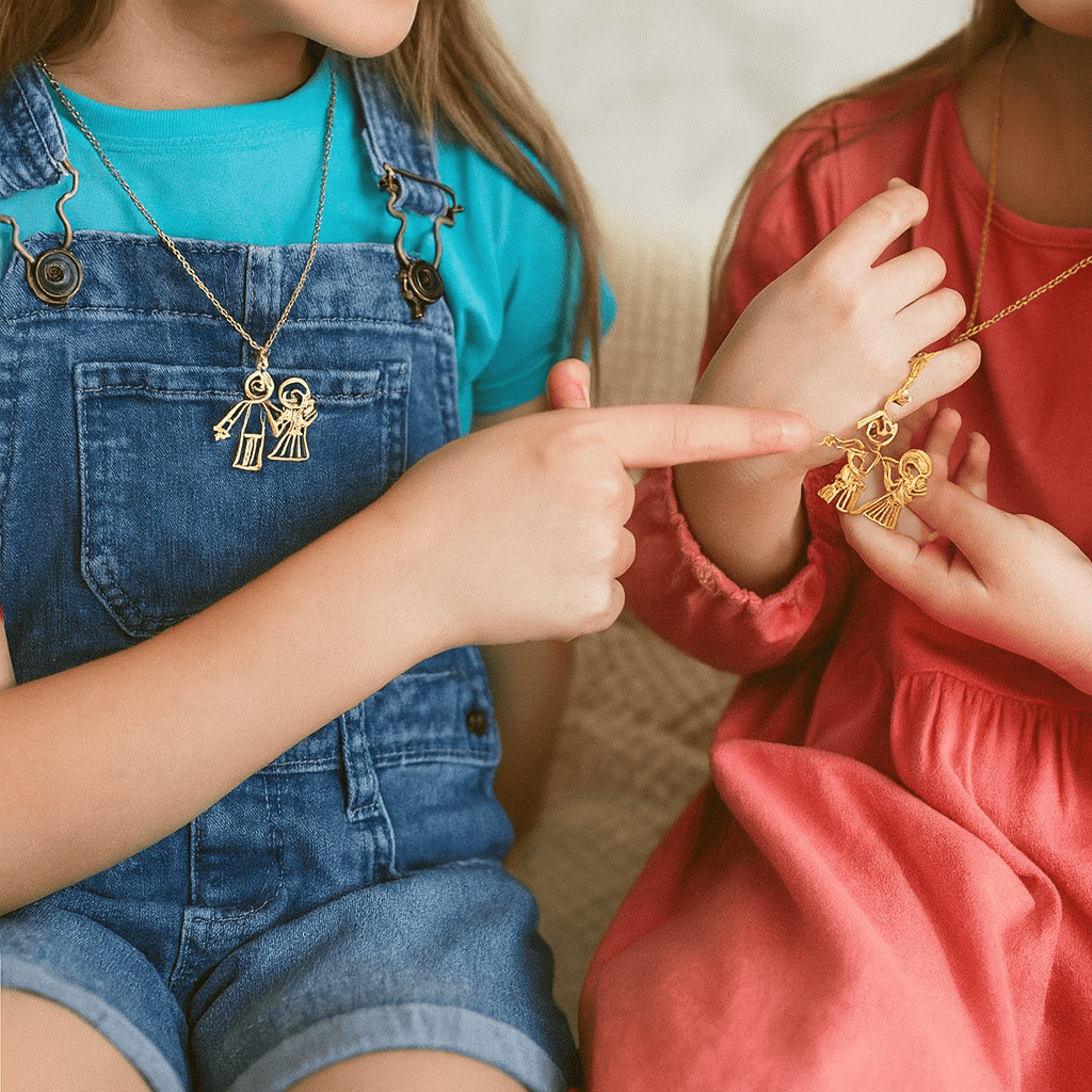 Custom Kids Hand Drawing Necklace - Hidden Forever