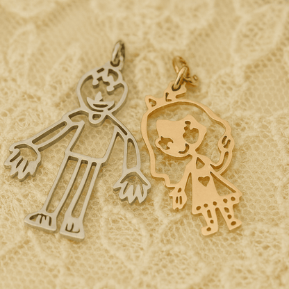 Custom Kids Hand Drawing Necklace - Hidden Forever