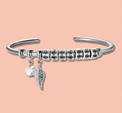 Custom Mother Bangle with Birthstone and Children's Name - Hidden Forever