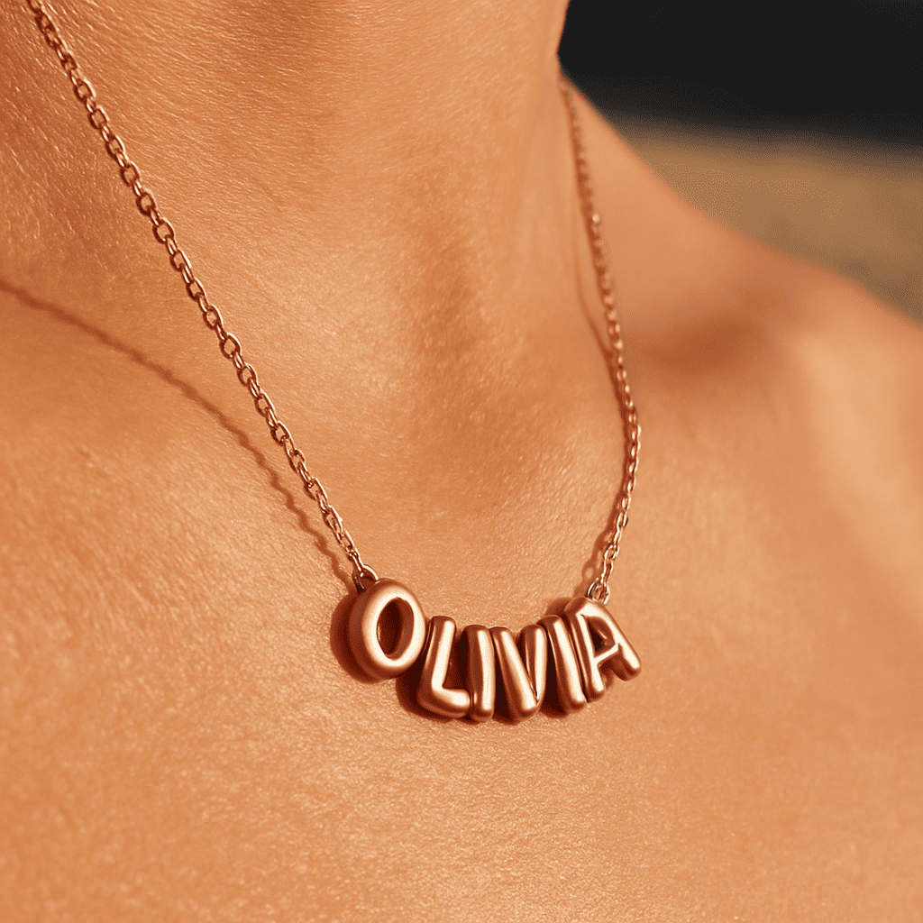 Custom Name in 3D Bubble Letters Necklace - Hidden Forever