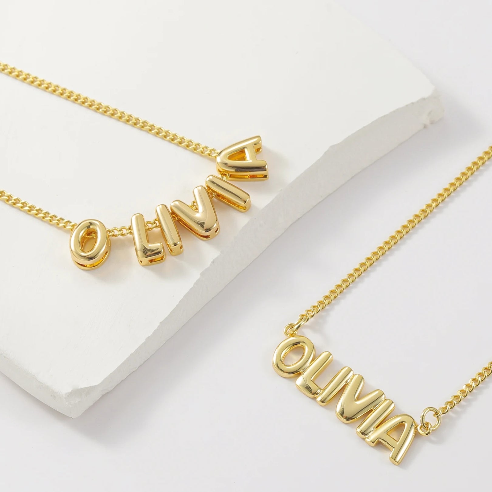 Custom Name in 3D Bubble Letters Necklace - Hidden Forever