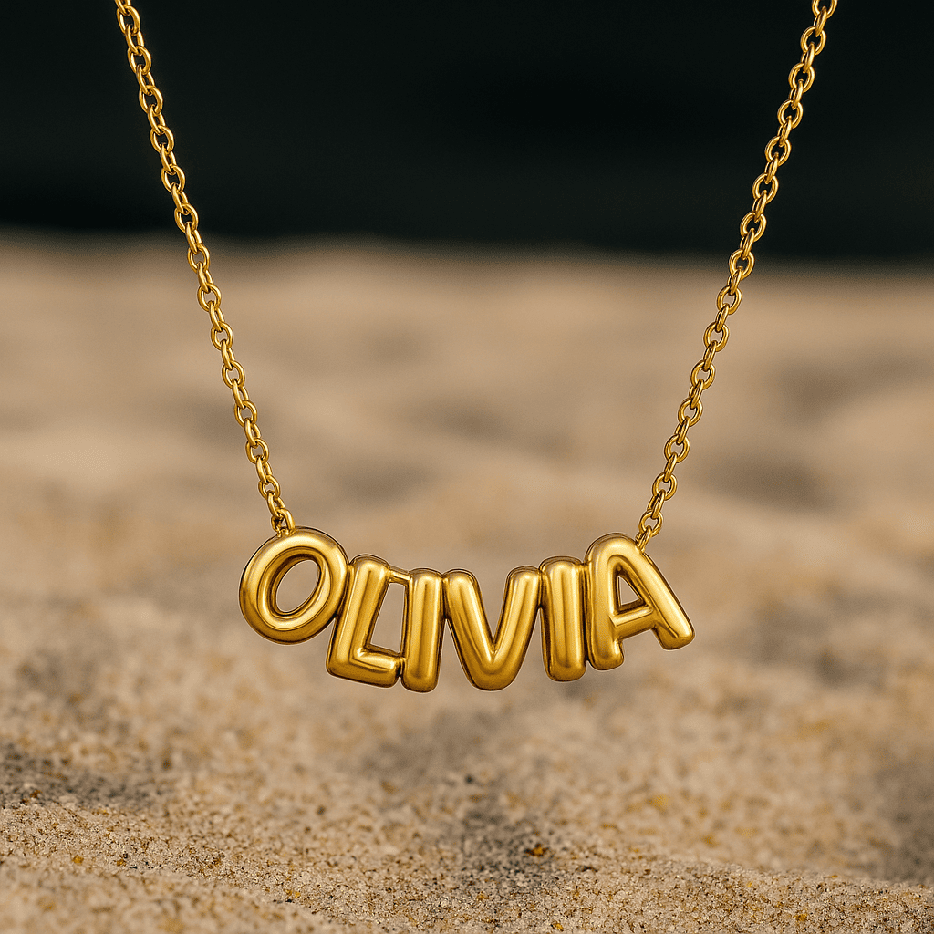 Custom Name in 3D Bubble Letters Necklace - Hidden Forever