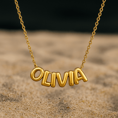 Custom Name in 3D Bubble Letters Necklace - Hidden Forever