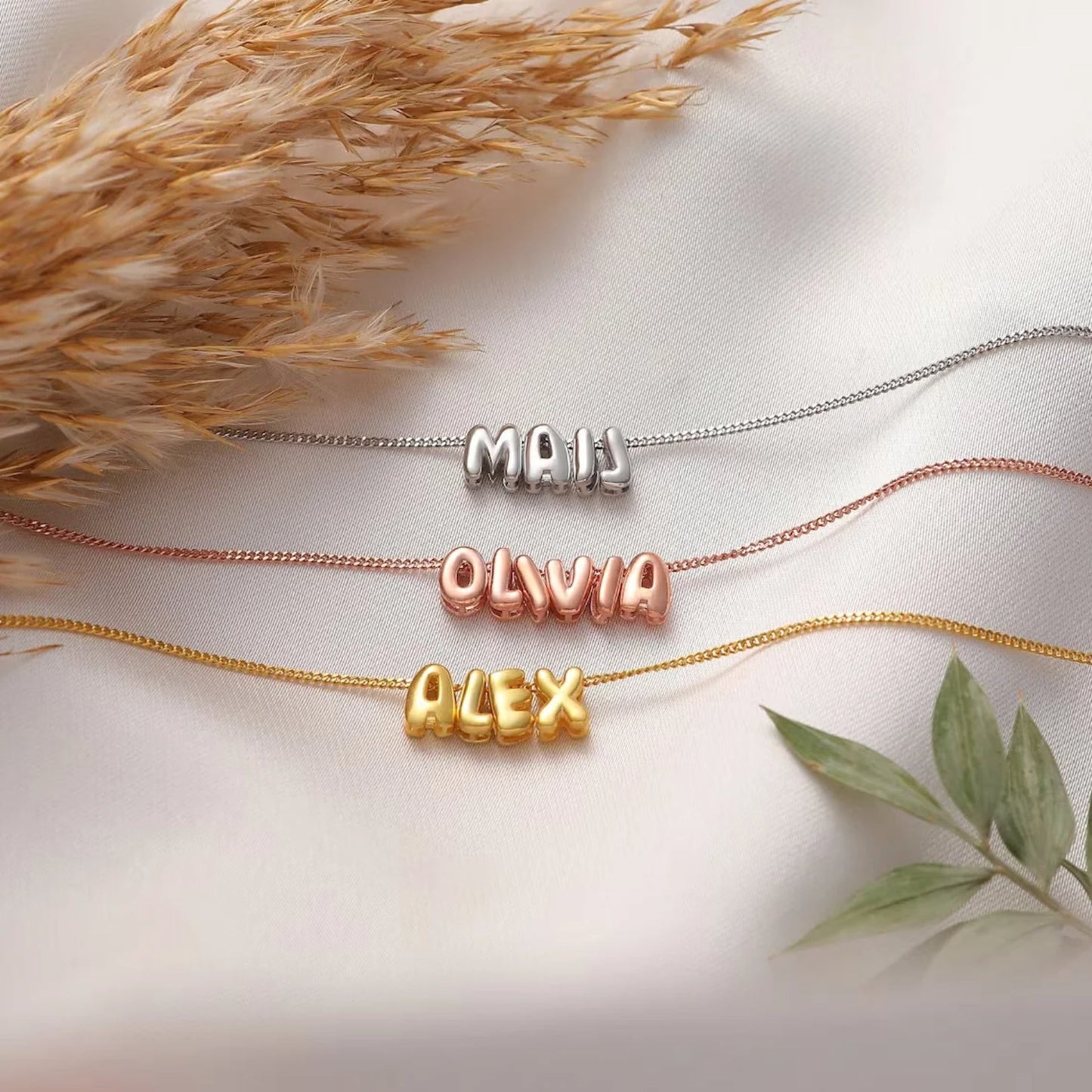 Custom Name in 3D Bubble Letters Necklace - Hidden Forever