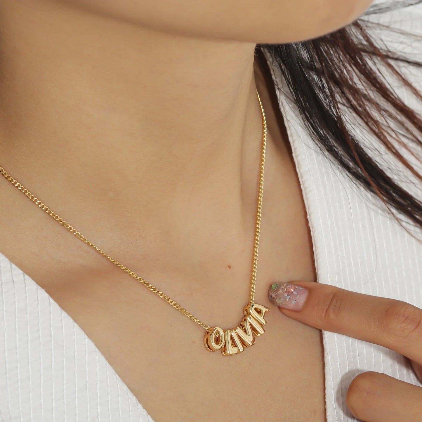 Custom Name in 3D Bubble Letters Necklace - Hidden Forever