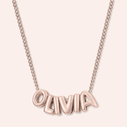 Custom Name in 3D Bubble Letters Necklace - Hidden Forever