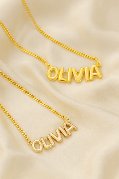 Custom Name in 3D Bubble Letters Necklace - Hidden Forever