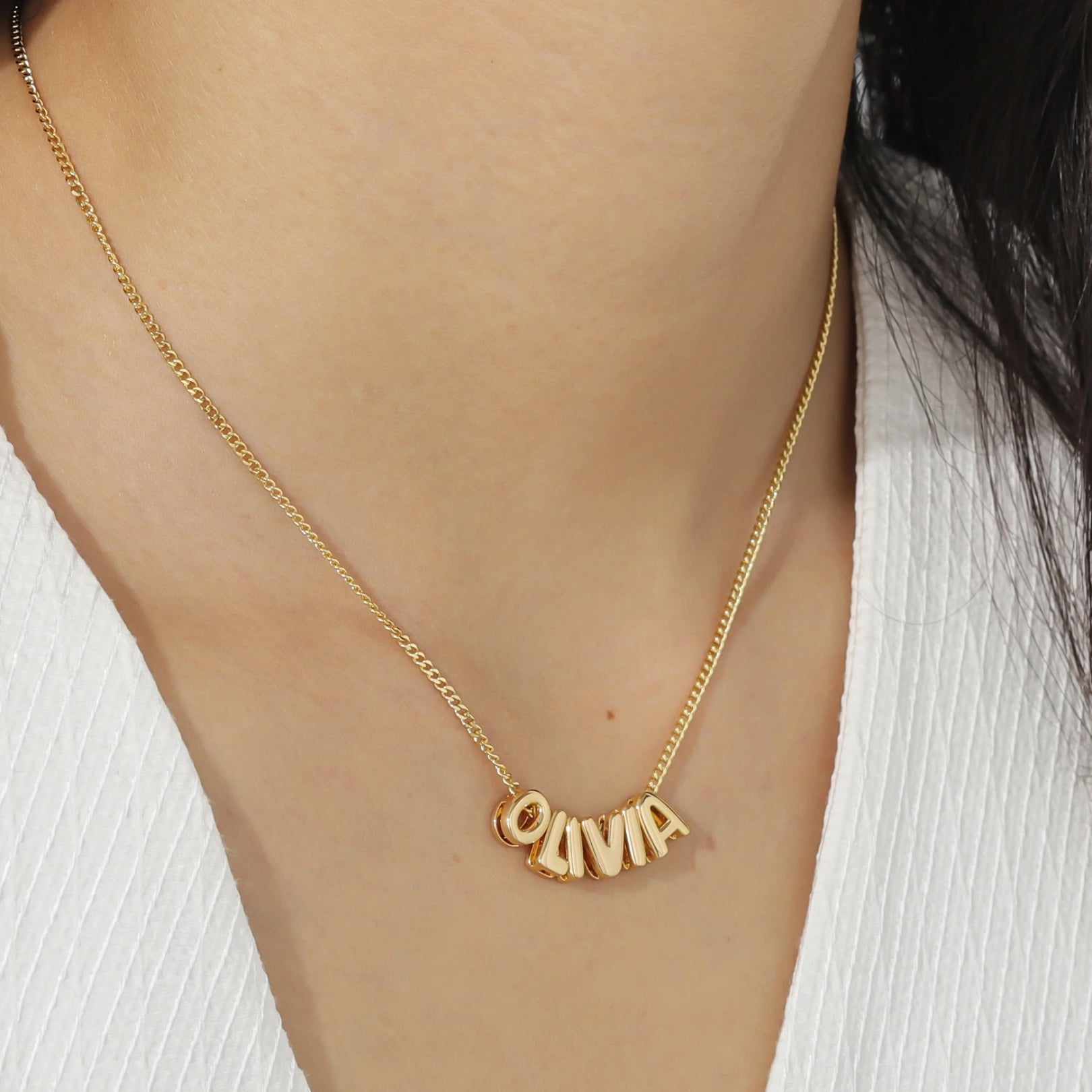 Custom Name in 3D Bubble Letters Necklace - Hidden Forever